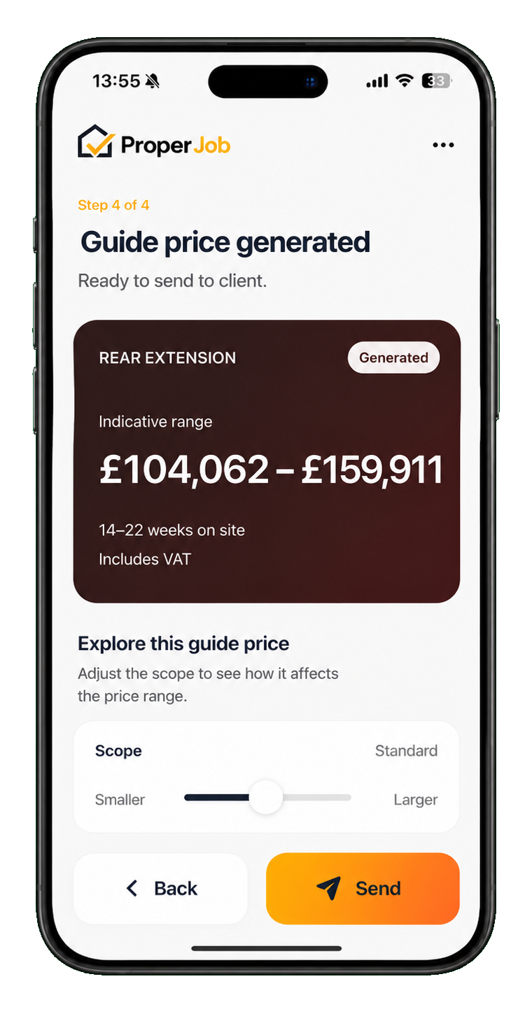 Proper Job guide price generated on iPhone